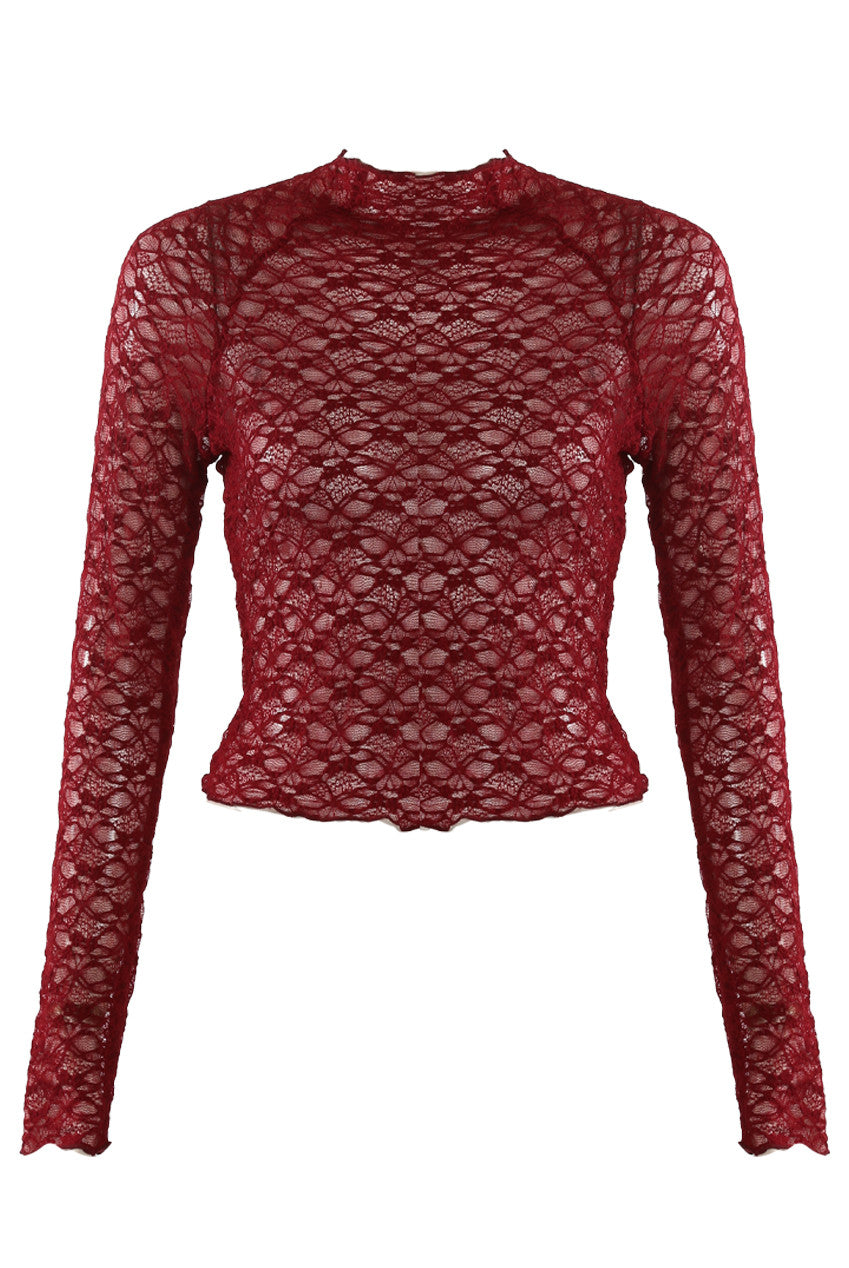 Long Sleeve Top In Sheer Lace