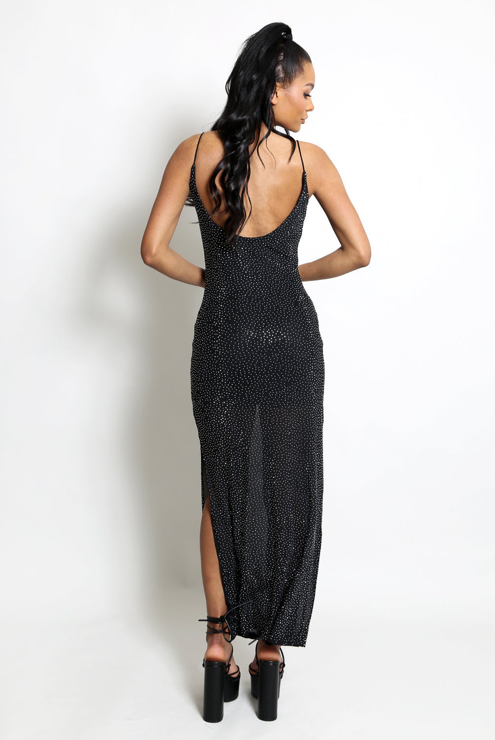Stud Embellished Cami Maxi Dress