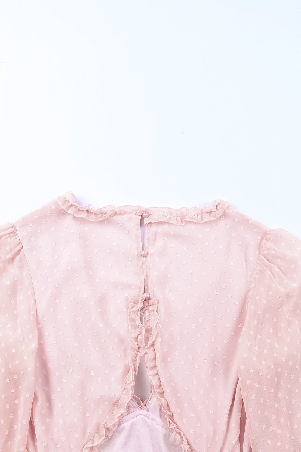 Pink Layered Ruffled Open Back Dot Dress