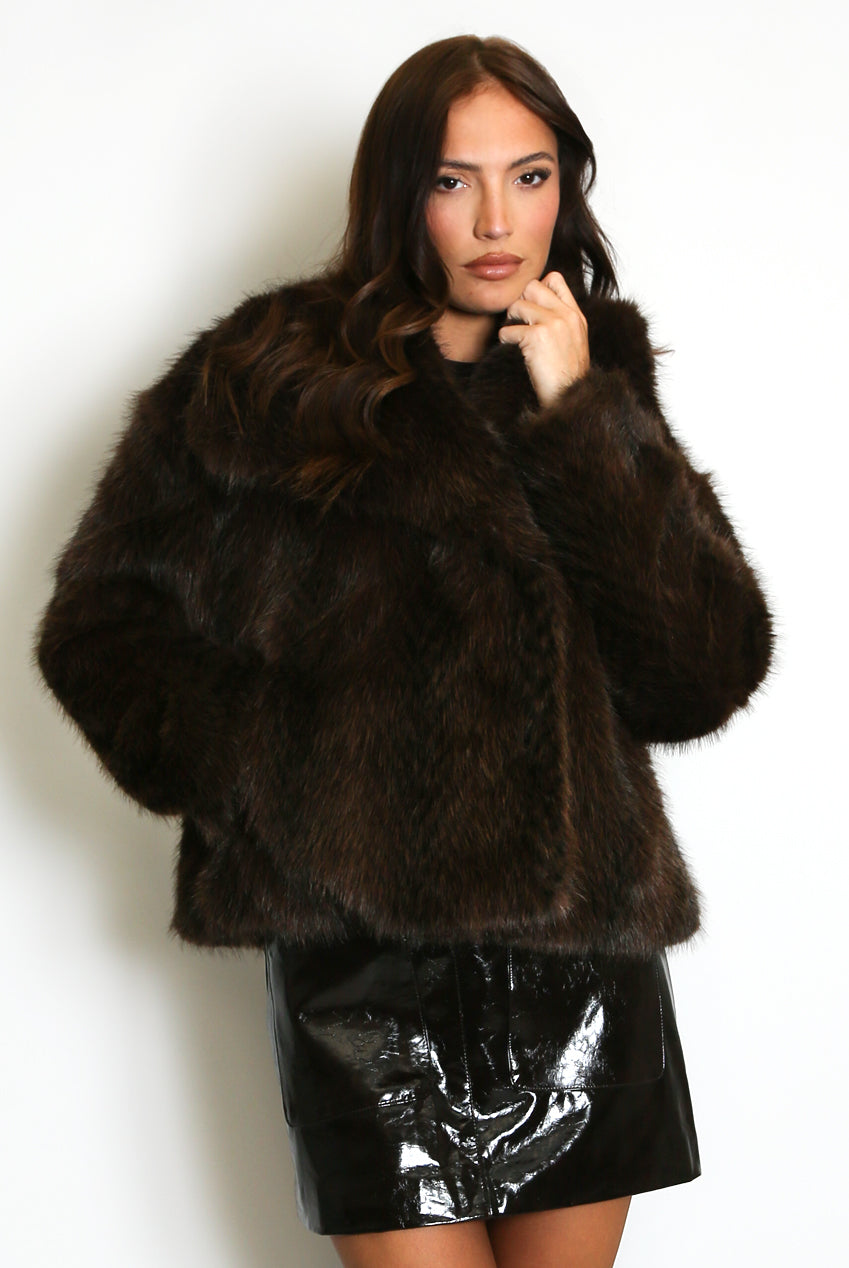 Vintage Look Speckled Faux Fur Jacket