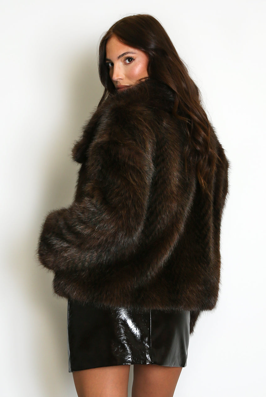Vintage Look Speckled Faux Fur Jacket