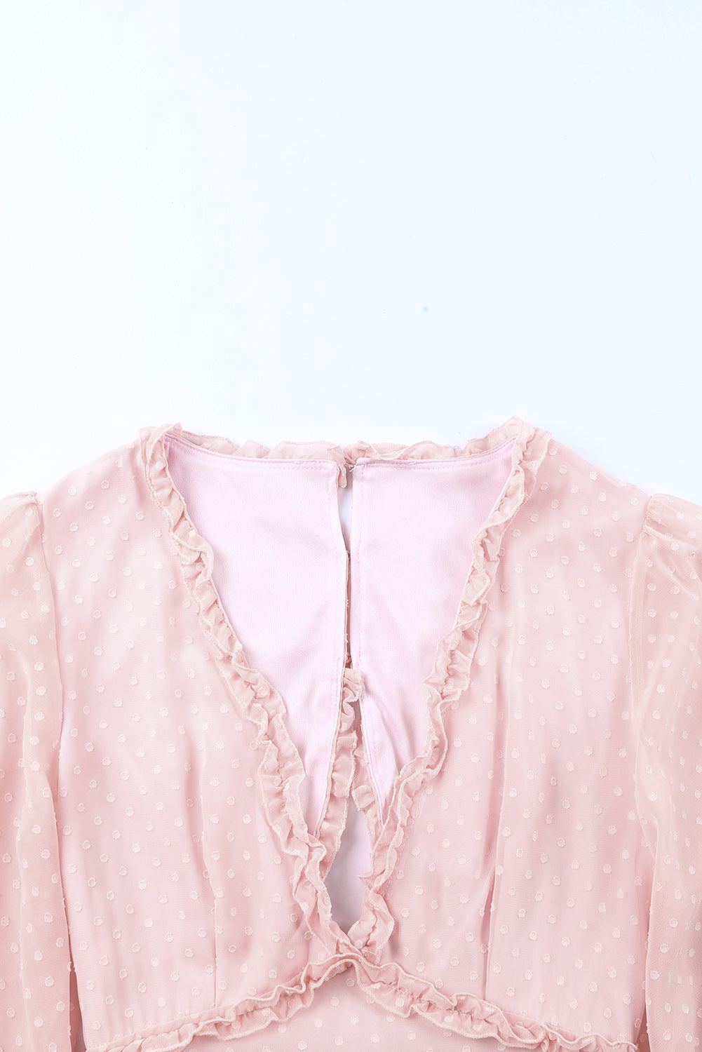Pink Layered Ruffled Open Back Dot Dress
