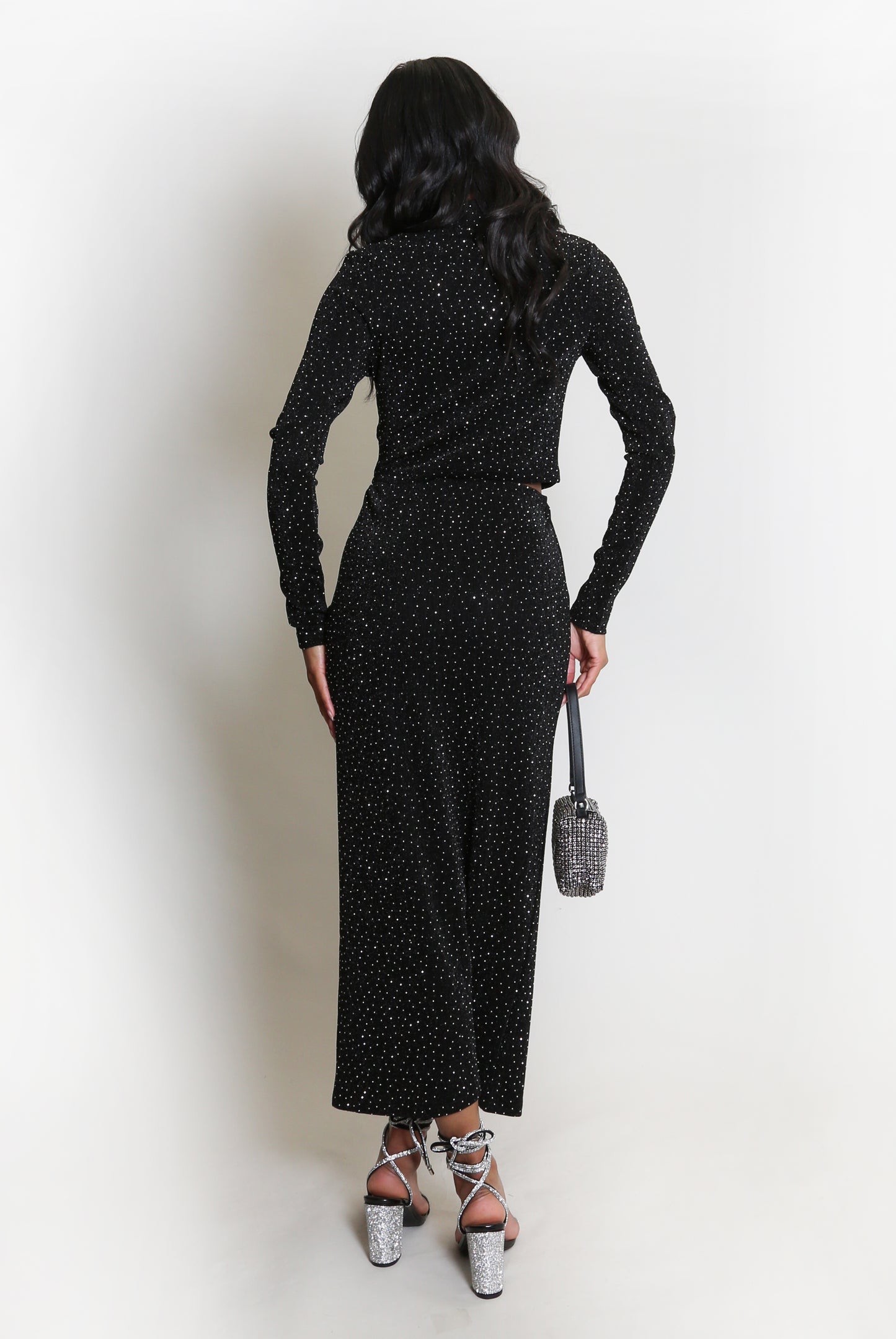 Diamante Top And Midi Skirt Set