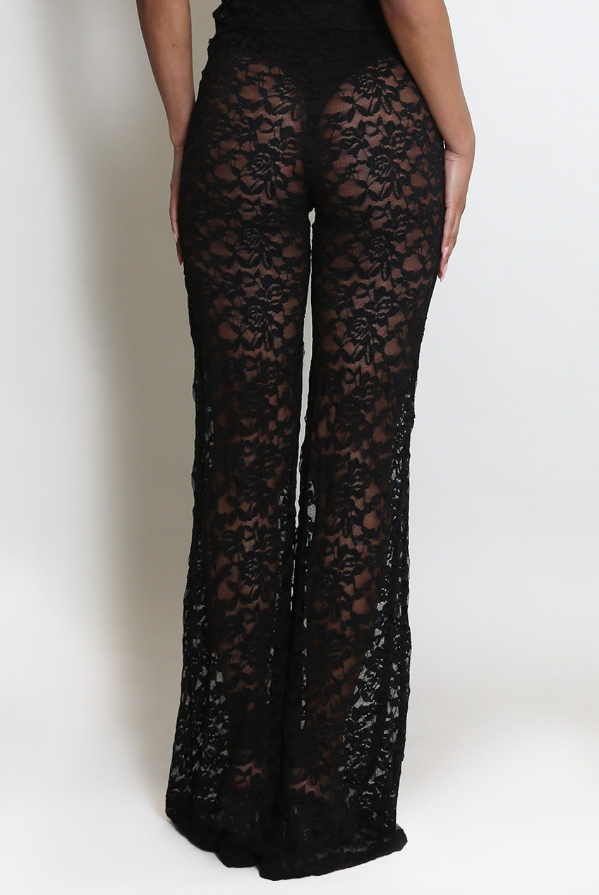 Sheer Floral Lace Trousers