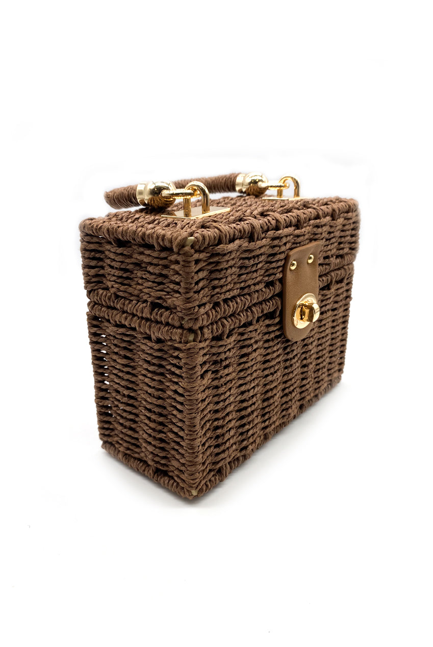 Wicker Box Bag Brown