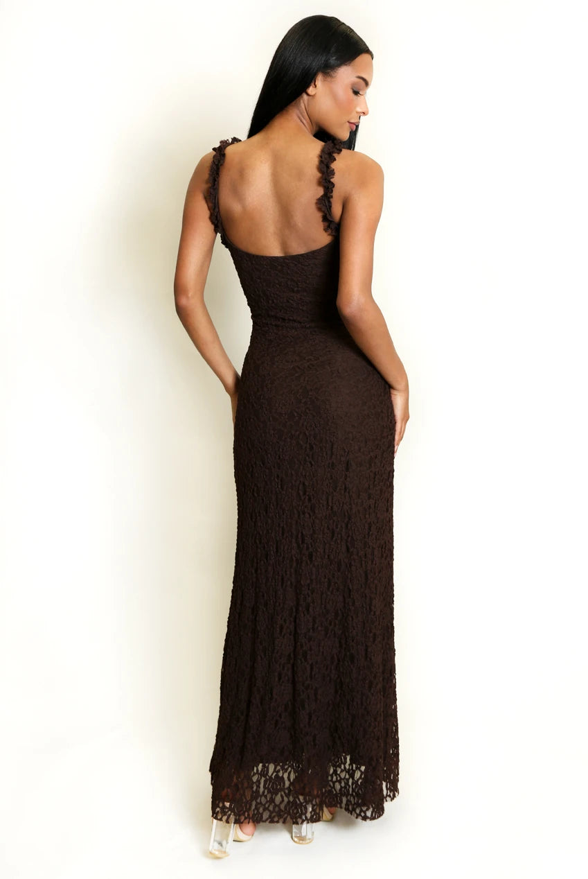 Lace Split Front Maxi Dress