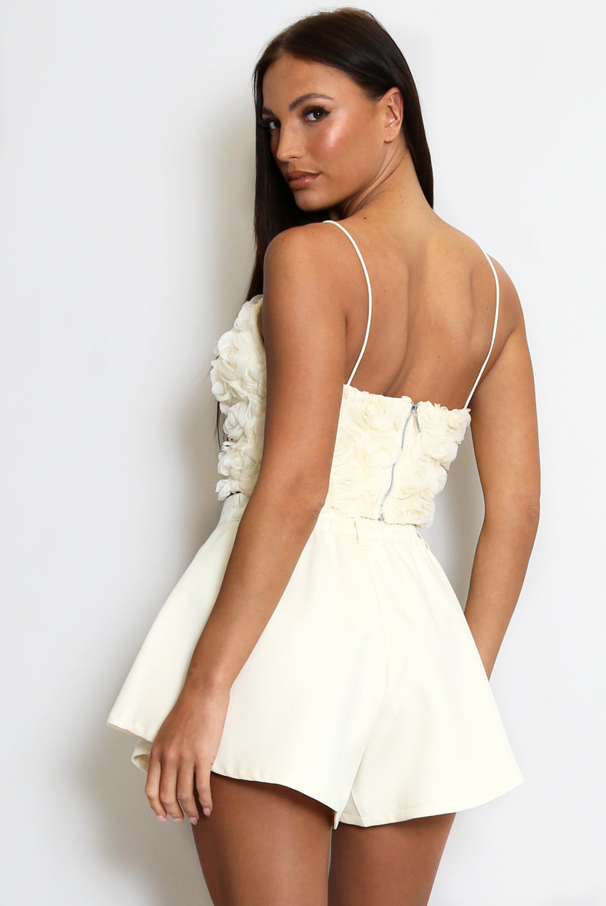 Floral Applique Strappy Crop Tops