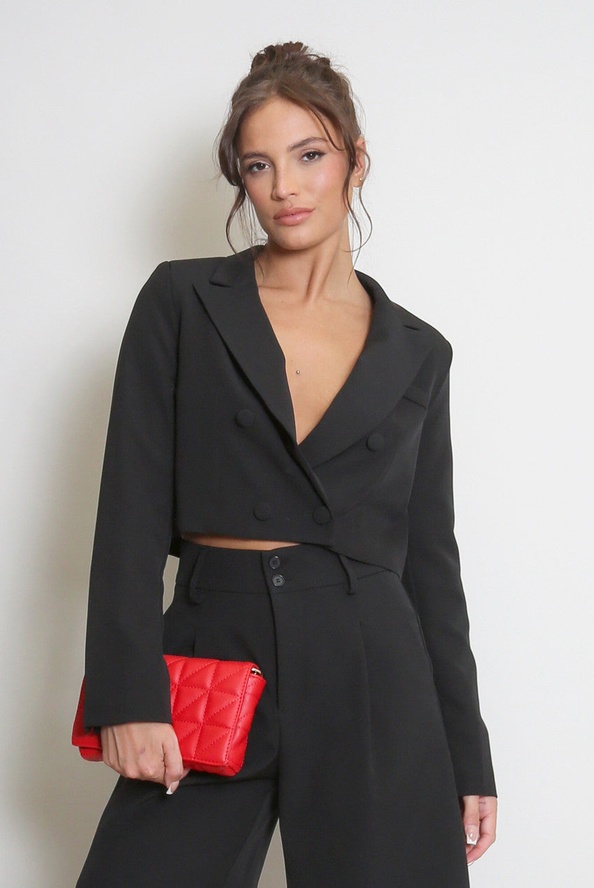 Tailored Cropped Double Breasted Blazer