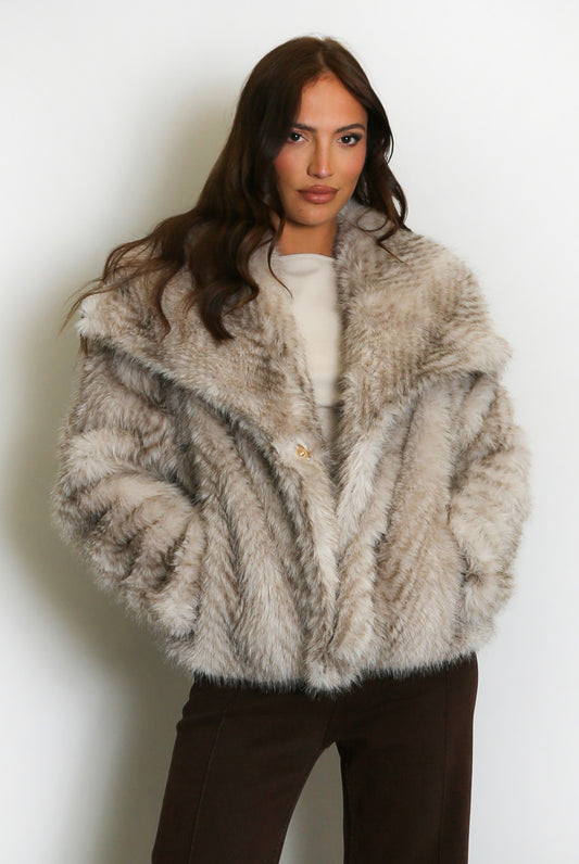 Vintage Look Speckled Faux Fur Jacket