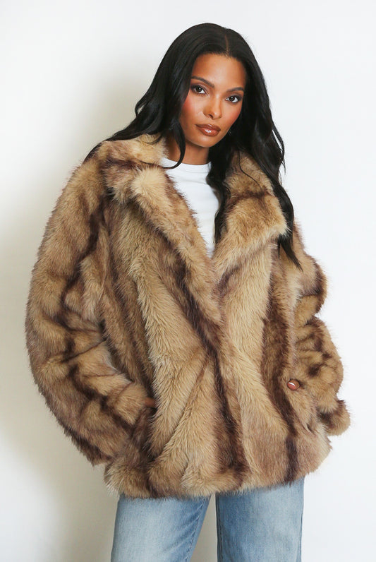 Vintage Style Chunky Faux Fur Jacket