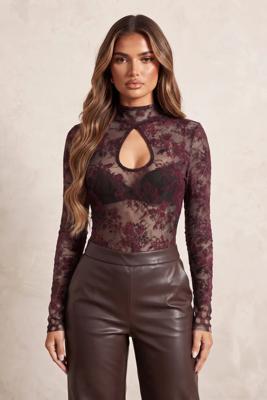 Floral Keyhole Mandarin Top