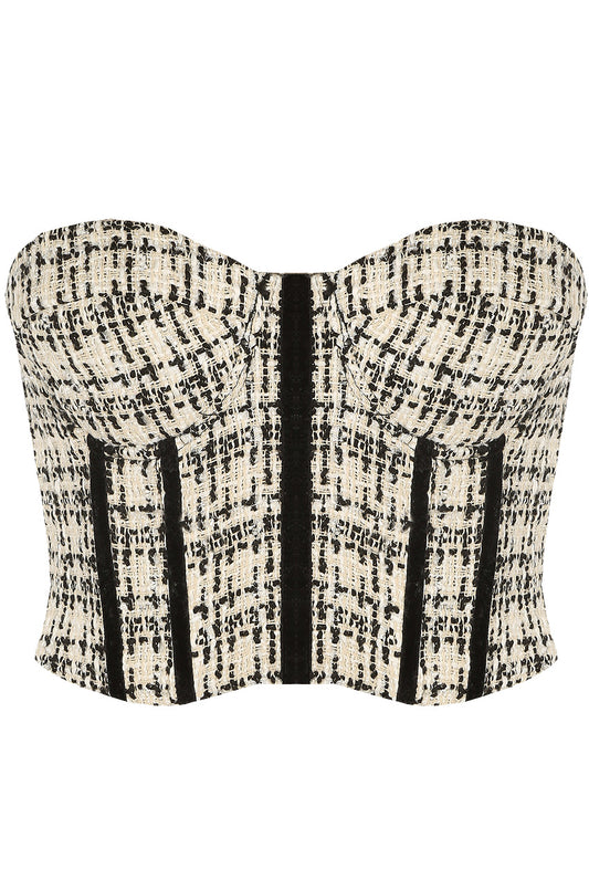Tweed Corset Bandeau Top