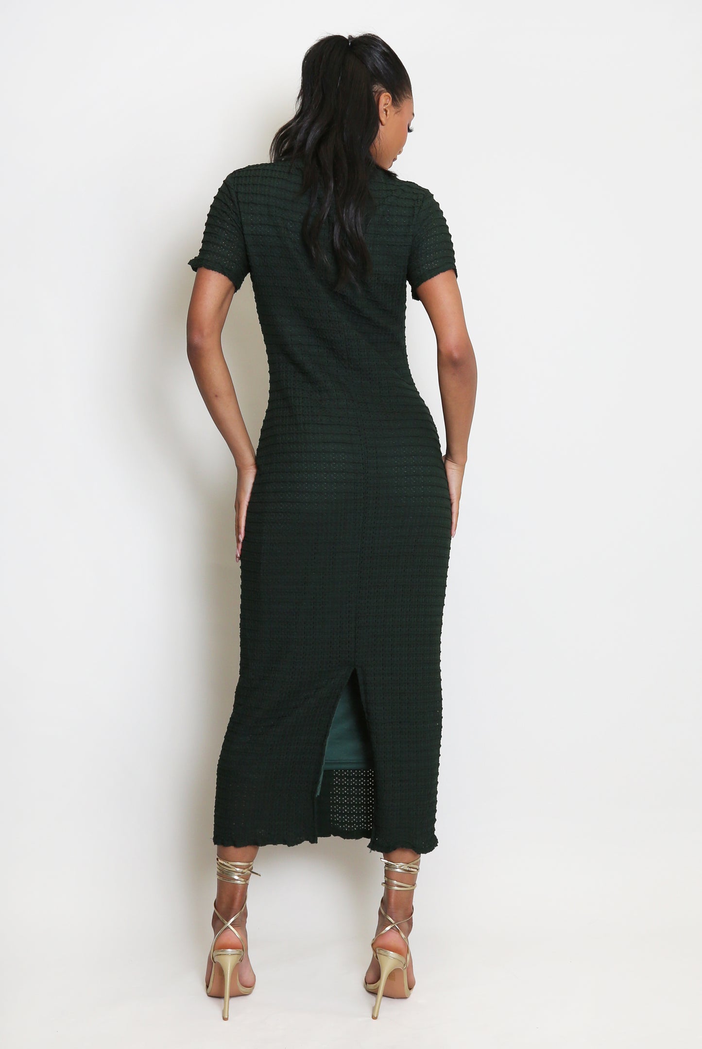 Button Front Short Sleeve Maxi Dress