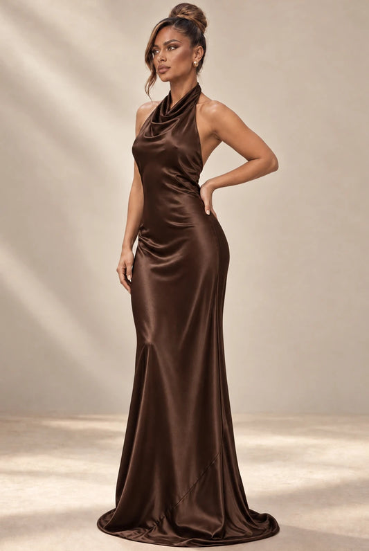 Satin Cowl Neck Maxi dress