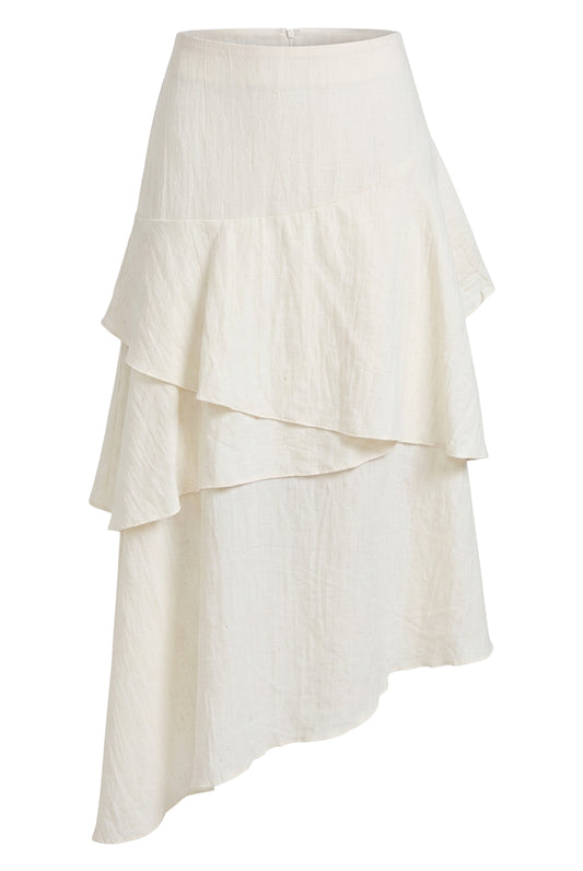Tiered Asymmetrical Midi Skirt