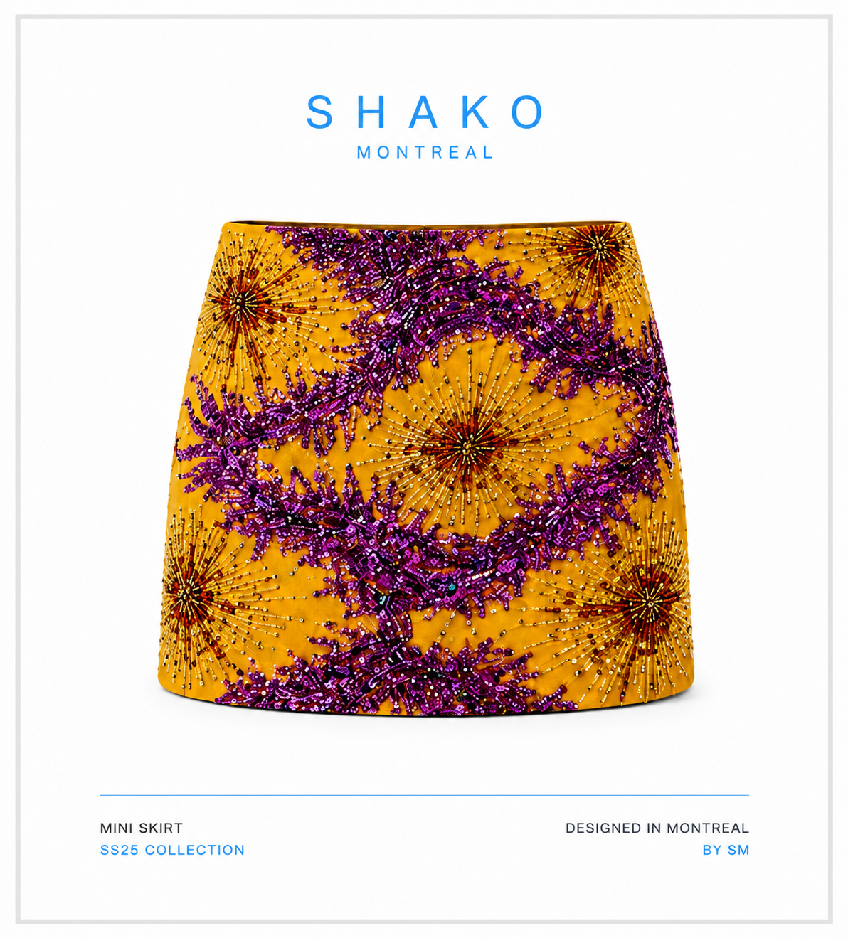 Embellished Sequin Mini Skirt – Yellow