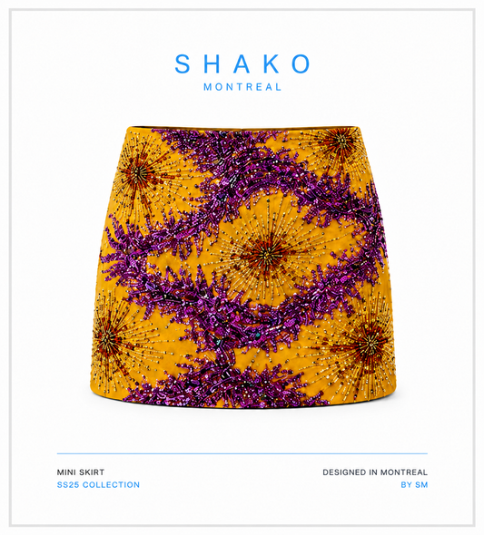 Embellished Sequin Mini Skirt – Yellow