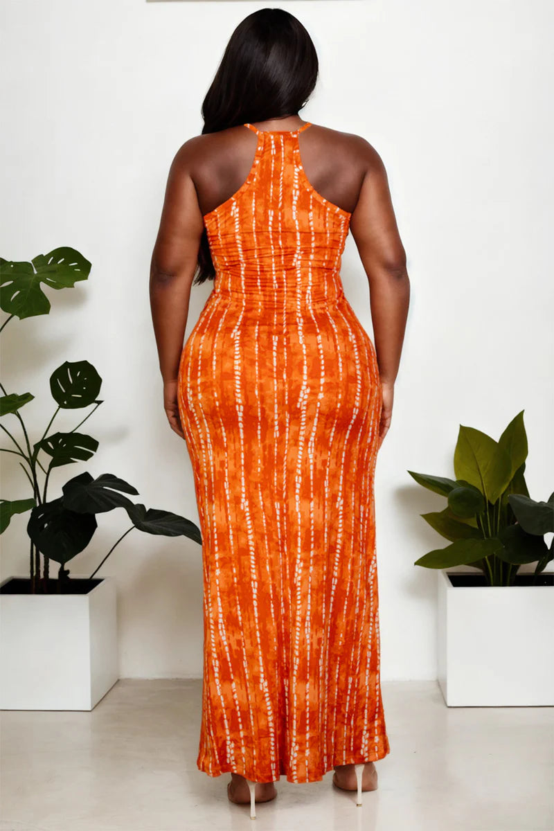 Orange Print Dress