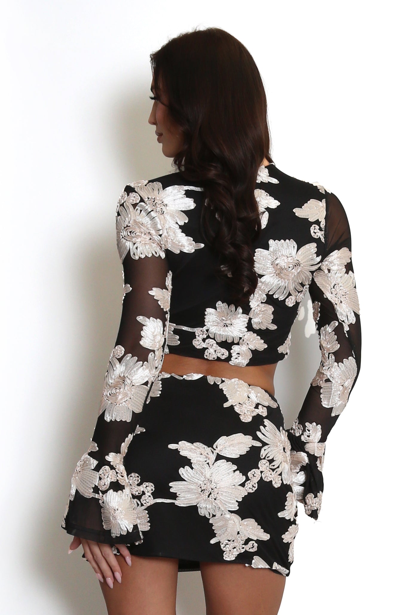 Floral Lace Lined Long Sleeve Top