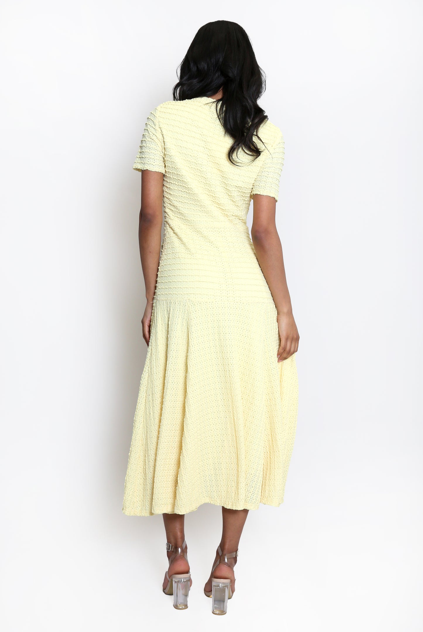 Classic Swing Midi Dress With Button Detail