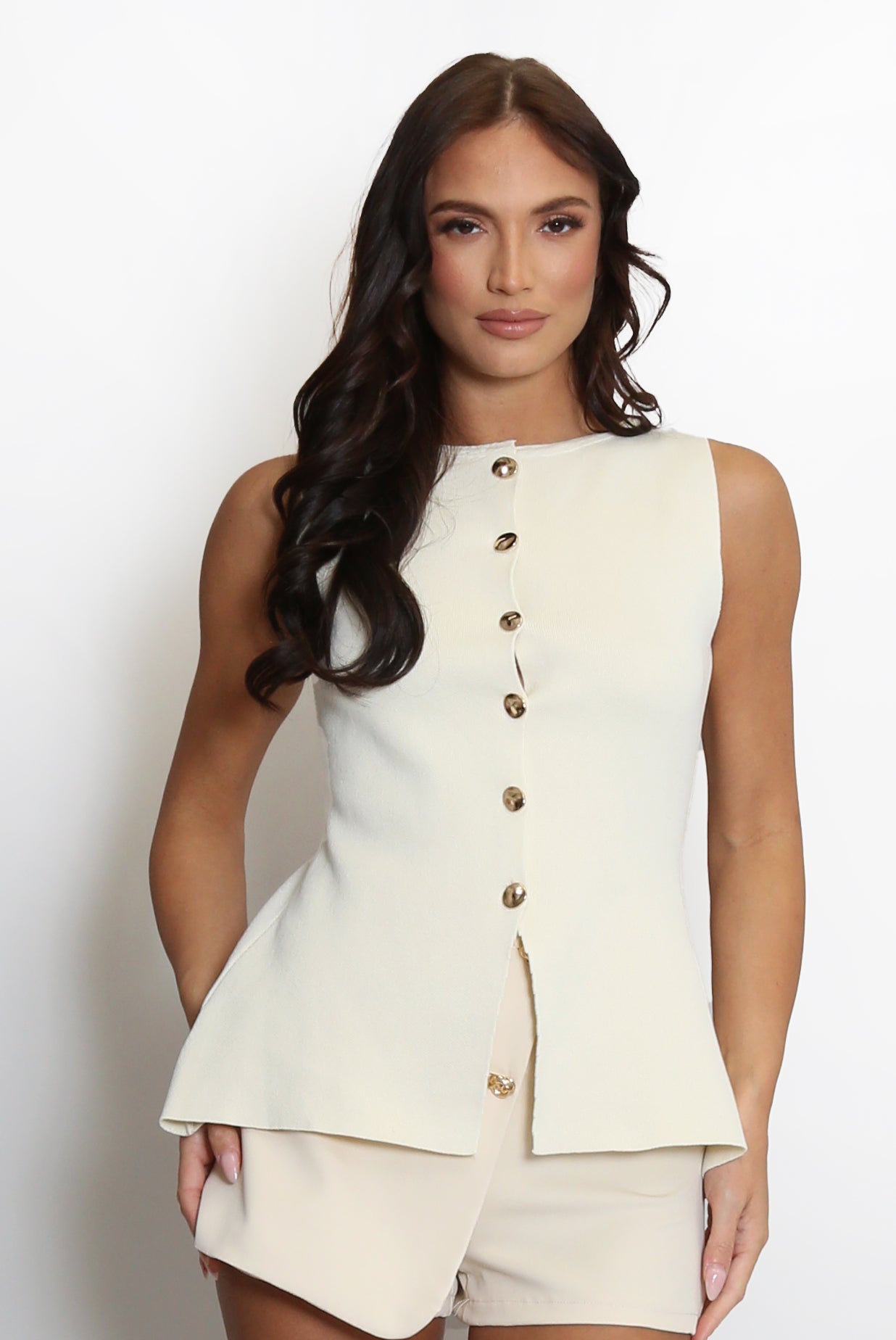 Fine Knit Peplum Waistcoat