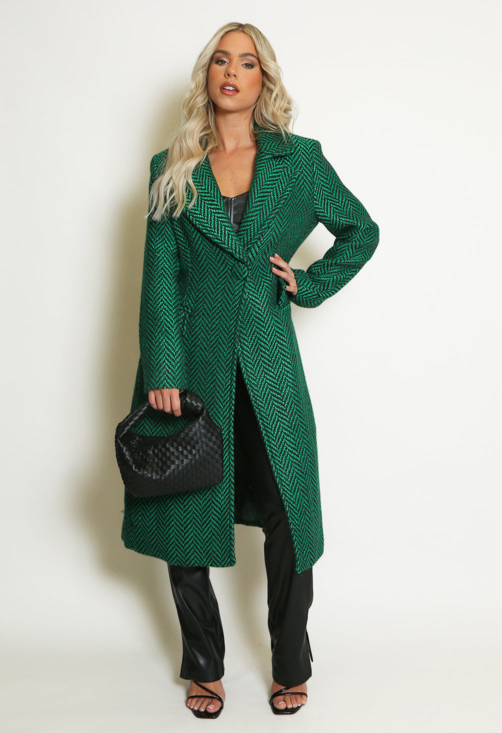 Double Breasted Chevron Longline Coat