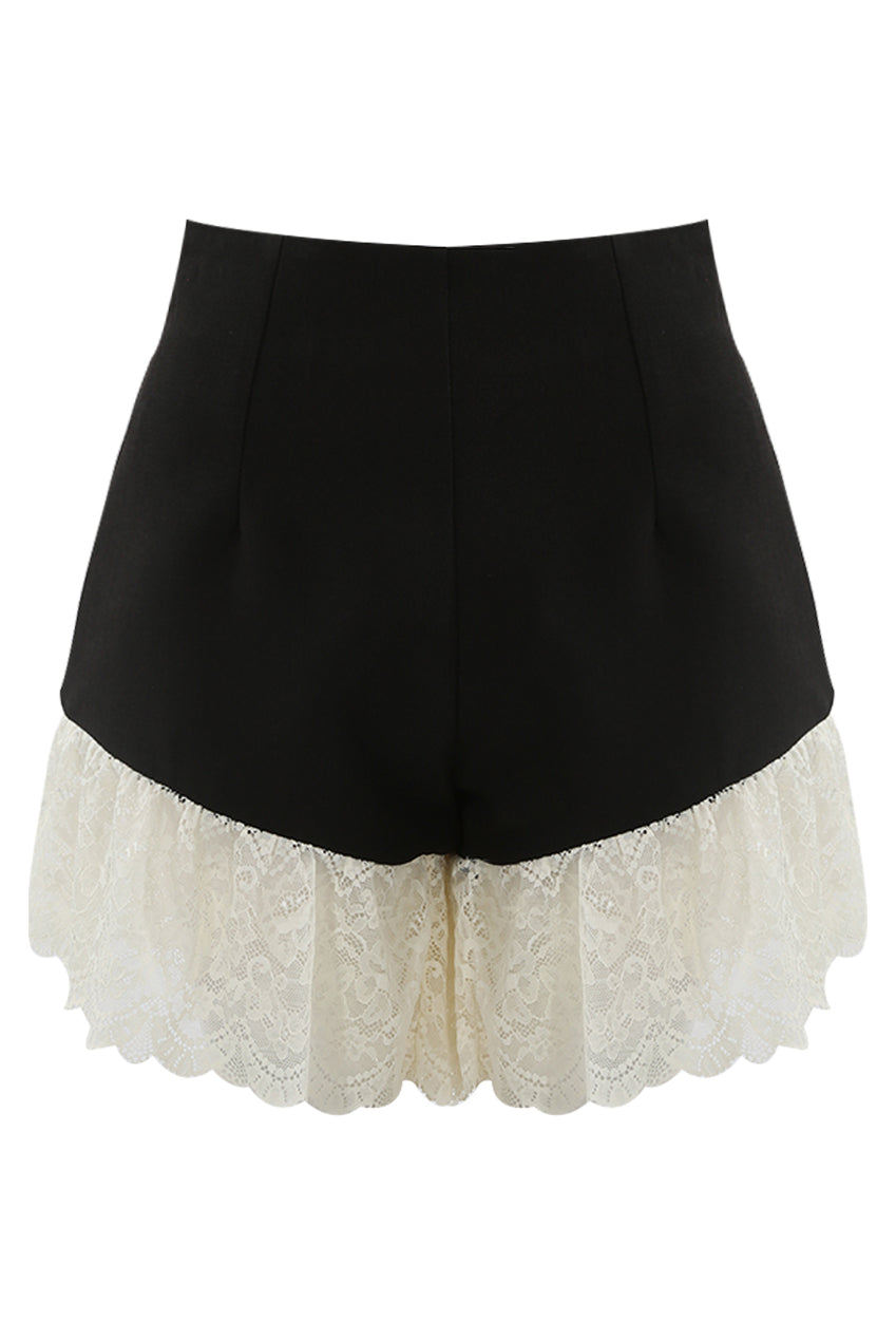 Lace Hem Zip Up Skorts