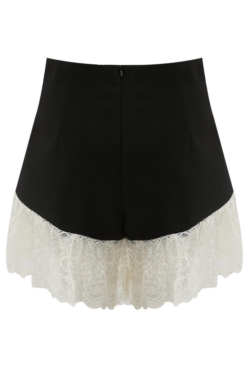 Lace Hem Zip Up Skorts