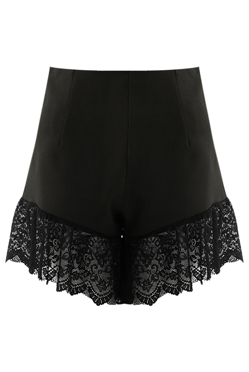 Lace Hem Zip Up Skorts