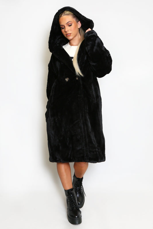 Super Soft Faux Fur Hooded Coat