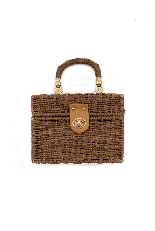 Wicker Box Bag Brown