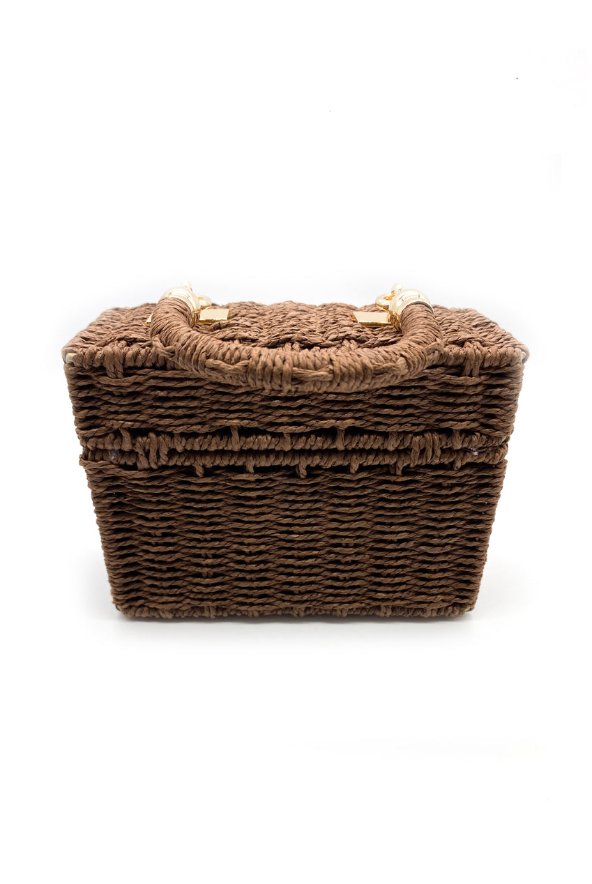 Wicker Box Bag Brown