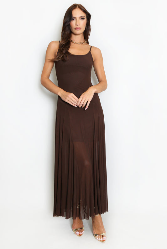 Strappy Mesh Maxi Dress