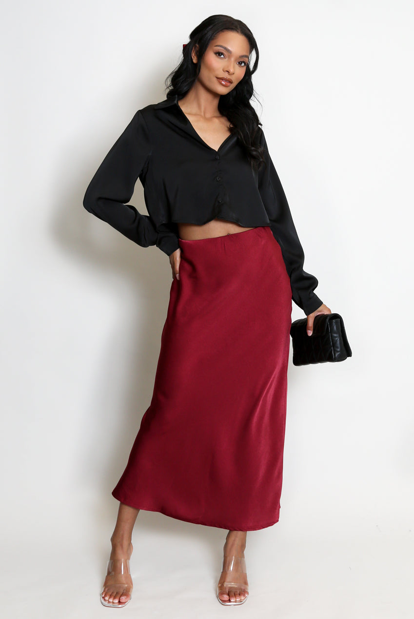 Satin A-Line Maxi Skirt