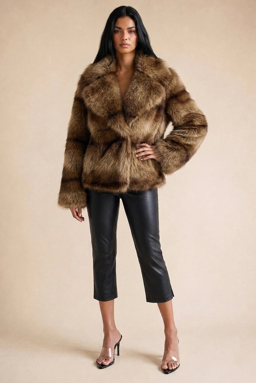 Vintage Look Speckled Faux Fur Jacket