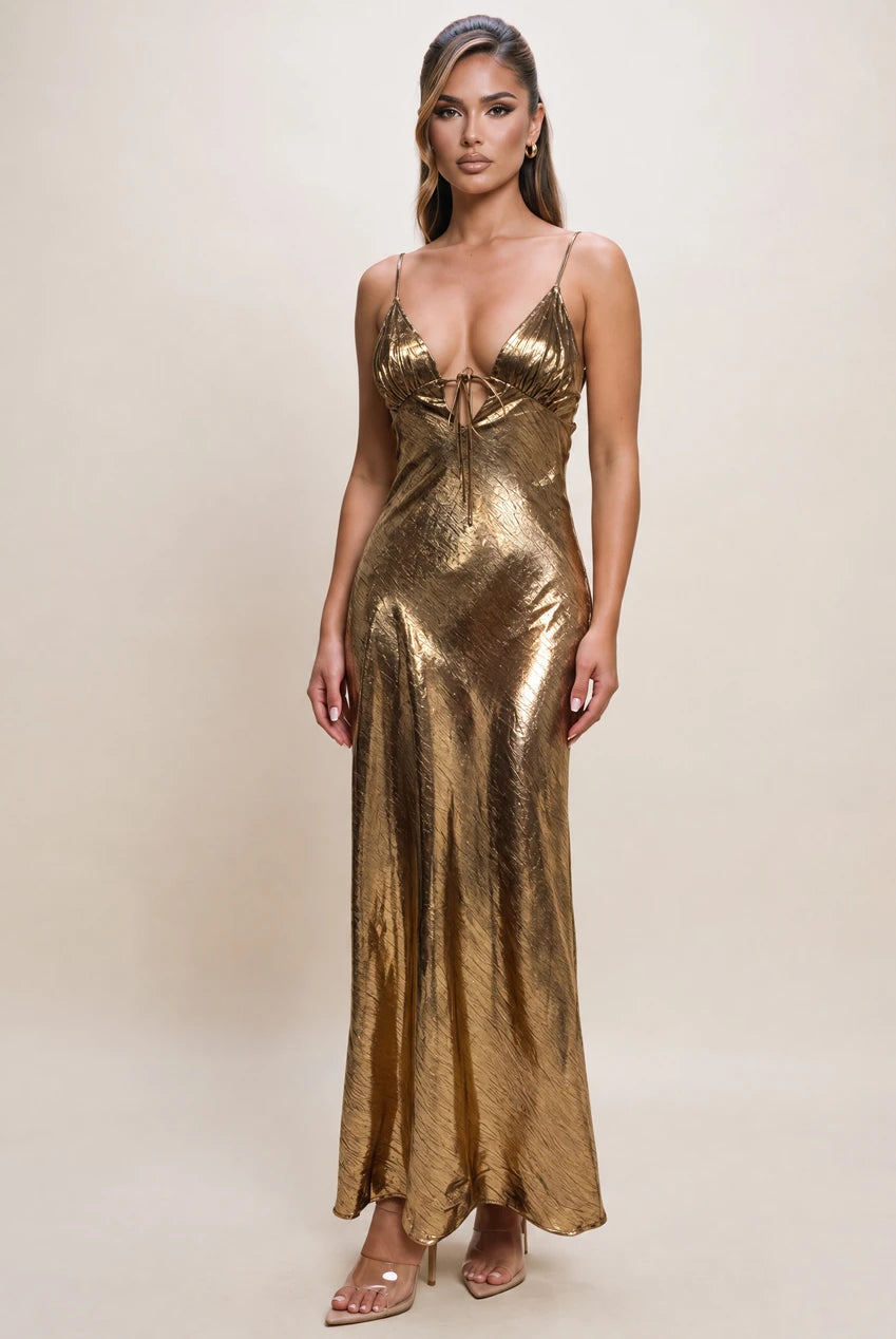 Foil Cut Out Back Maxi Dress
