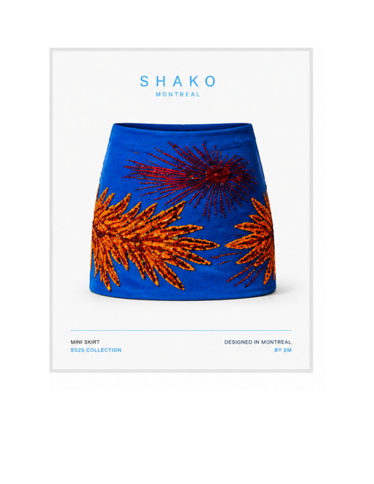 Embellished Sequin Mini Skirt – Blue
