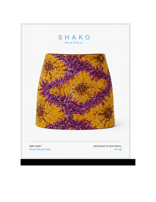 Embellished Sequin Mini Skirt – Yellow