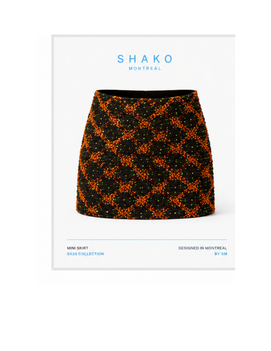 Embellished Sequin Mini Skirt – Black & Copper